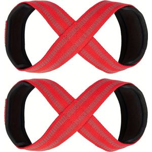 Bovista Wrist Wraps - Lifting Straps - Crossfit Grips - Polsband - Krachttraining - Fitness - Deadlift - 8 Vormig - Rood