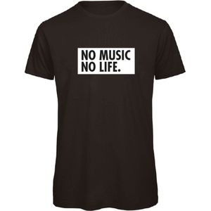 T-shirt Zwart L - no music no life - wit - soBAD. | Kleding | T-shirt unisex | T-shirt man | T-shirt dames | Muziek