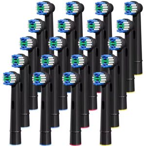 20 stuks Zwarte Tandenborstel Opzetborstels – Compatibel met Oral-B Elektrische Tandenborstels – Vervangende Borstelkoppen – Cross-Action Type