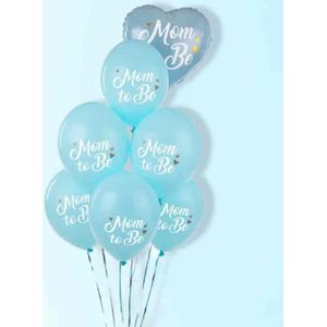 Partydeco - Partydeco ballonnen - Mom to be blauw (50 stuks)