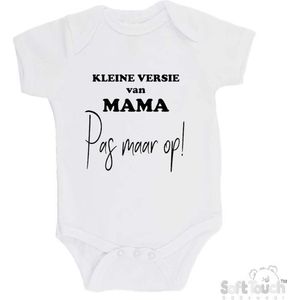 100% katoenen Romper ""Kleine versie van mama Pas maar op!"" Unisex Katoen Wit/zwart 62/68