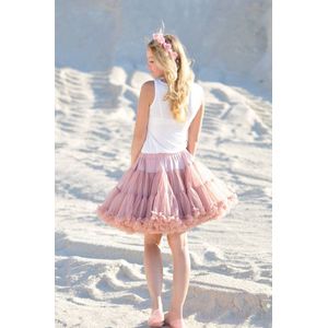 Supervintage supermooie volle zachte petticoat rok Oud roze - XS / S - valt op de knie - elastische verstelbare taille - carnaval - feest