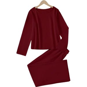 Livano Linnen Broek Dames - Zomerbroek - Volwassenen - Lange Broek - Pantalon - Strandbroek - Zomer - Ibiza Stijl - Bordeauxrood - Maat S