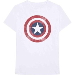 Marvel Captain America - Distressed Shield Heren T-shirt - L - Wit