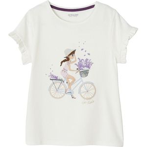 Vertbaudet - Meisjes T-shirt - Fiets - Katoen - Korte Mouwen