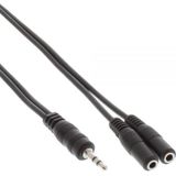 3,5mm Jack naar 2x 3,5mm Jack stereo audio splitter - zwart - 5 meter