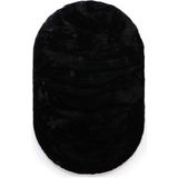 Ovaal hoogpolig vloerkleed - Comfy plus - zwart 200x300 cm