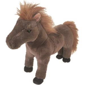 Inware pluche paard knuffeldier - bruin - staand - 28 cm - Dieren knuffels - paarden