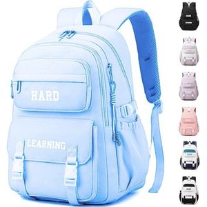 Schoolrugzak voor tieners, blauw, schooltas voor meisjes, voor kinderen op school, grote tas, rugzak voor schoolgaande kinderen