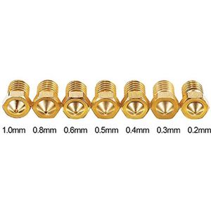 ED3 Extruder Messing Nozzles (30 stuks), 0,2 mm/0,3 mm/0,4 mm/0,6 mm/0,8 mm/1 mm) 3D Printer Accessoires, met Nozzle Reinigingstool, voor Anycubic i3 Mega - Prusa i3