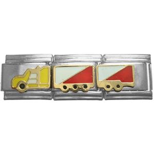 Quiges - Schakel - Bedel - 9mm - charms - Vrachtwagen - Geschikt voor - Nomination- armband - Schakelarmband - italy bedels armband