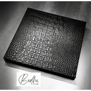 Bodhi by Ed - Dienblad - Vierkant - 40x40 cm - Kaarsenplateau - Serveerplateau - Borrelplank - Zwart - Croco - Leer - Tafelaccessoires