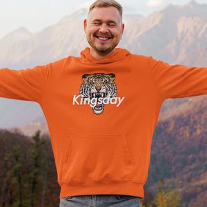 Oranje Koningsdag Hoodie Kingsday Tiger - Maat XL - Uniseks Pasvorm - Oranje Feestkleding