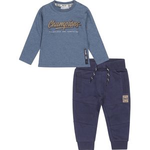Dirkje - Kledingset - 2delig - Joggingbroek Navy - Shirt LS Lichtblauw melee - Maat 80