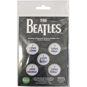 The Beatles - I Love The Beatles Badge/button - Set van 5 - Wit