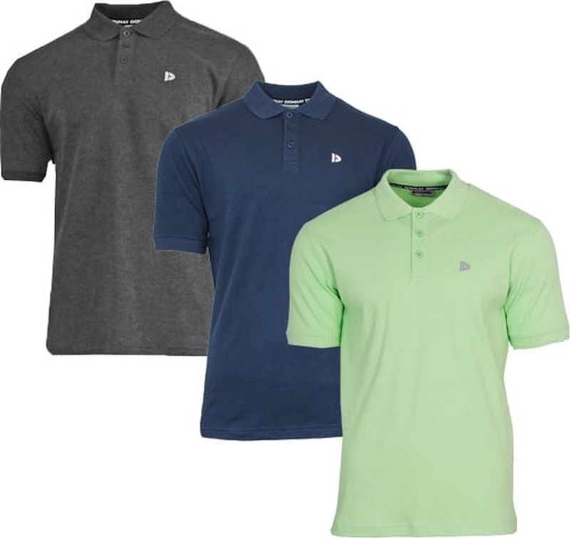 Donnay - Polo Noah - Sportpolo - Charcoal/Navy/Lemon green