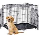 Relaxdays hondenbench opvouwbaar - stevige bench - zwarte draadkooi - transportbox hond - XL