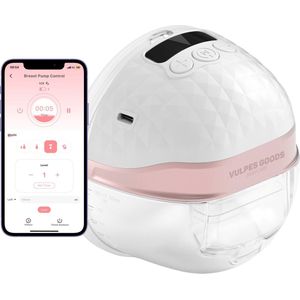 Vulpes Goods® BabyCare - Elektrische Draadloze Borstkolf - Handsfree & Draagbaar - met APP bediening - BPA-Vrij - Incl. Borstschildverkleiners, 30 Moedermelk Bewaarzakjes, Reistas & Kolfdagboek - PRO V2