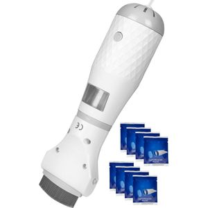 Nuvance - Elektrische Luizenkam - Vlooienkam - Luizenkam voor Mens & Dier - Netenkam - Incl. 8 Filters - Elektrisch