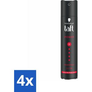 4 x Taft - Power 5 - Haarspray - Sterke fixatie - 250 ml - Haarspray - Taft - Sterke Fixatie - Langdurige Hold - Haarverzorging