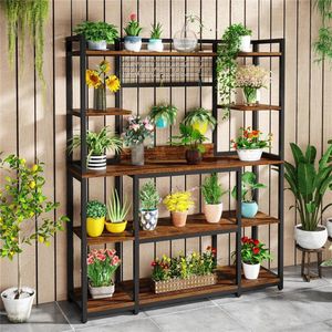 SureDeal® - Kast - 5-Lagen Bakkerrek - Industriële Stijl - 120x30x170 cm - Rustic Brown - MDF + Metaal