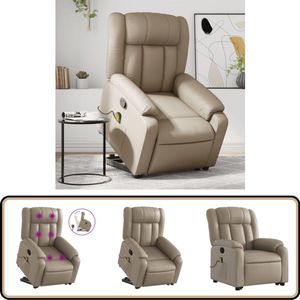 vidaXL Sta-op-stoel massage kunstleer cappuccino Stapelsstoel - Massageruimtelijke Stoel - Ergonomische Stoel - Verstelbare Stoel - Elektrisch Bedienbare Stoel