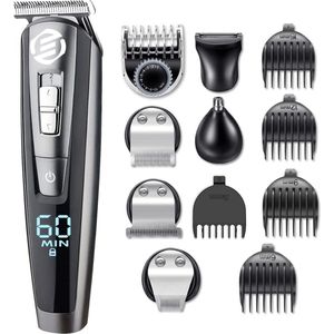 Equivera Baardtrimmer - Multifunctionele Verzorgingsset - Haartrimmer - Draadloos - LCD-Display - Diverse Opzetstukken