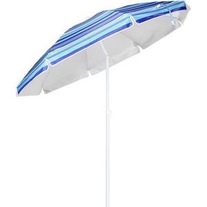 Blauw gestreepte parasol 200 cm - Tuin / strand parasols met draagzak
