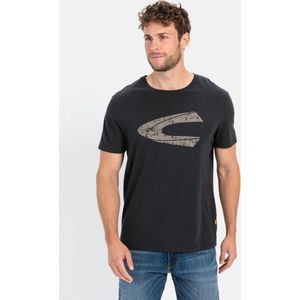 camel active T-shirt met print van duurzame organic cotton - Maat menswear-5XL - Zwart
