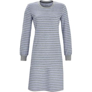 Ringella - Badstoffen Nachthemd - Blauw - Lange Mouwen - Ronde Hals