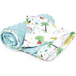 Babydeken van 100% katoen - 75 x 100 cm - multifunctionele Minky kinderdeken - dubbelzijdig - superzachte wiegdeken voor meisjes en jongens - dinosaurus en babyaccessoires