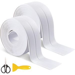 2 rollen zelfhechtende witte badafdichting met schimmelbestendigheid - eenvoudig te verzegelen met mini-schaar voor badkuip, toilet, wandhoek, keuken en vloer