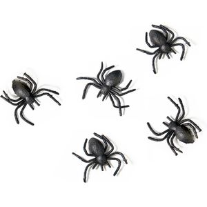 PartyDeco Horror/Halloween griezel spinnetjes - 10x - kunststof - zwart - 3 cm