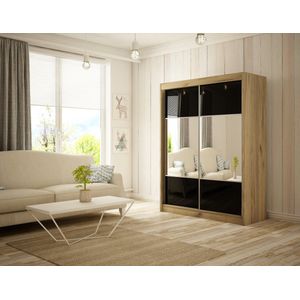 Rico schuifkast Oak Craft goud K003 + zwarte lacobel 200 Arton