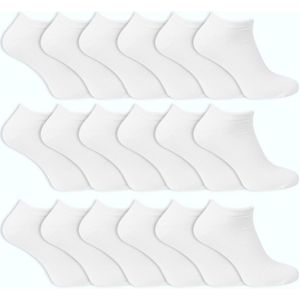 Bundelvoordeel 18 paar | Naadloze biologische dames sneakersokken | heren sneakersokken | wit of zwart