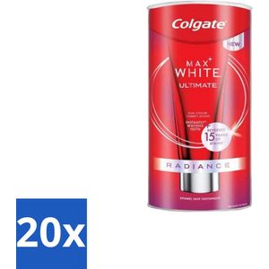 20 x Colgate - Tandpasta - Max White - Ultimate Radiance Whitening - 75 ml - Tandpasta Whitening - Wittere Tanden - Glimlach - Tanden Reinigen - Fluoridetandpasta