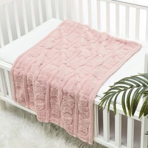 JGS Premium - Behaaglijke sherpa babydeken voor pasgeboren baby - Roze beer - 75 x 100 cm - Jongens/meisjes benodigdheden - Babyshower cadeau