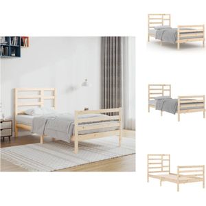 vidaXL Houten Bedframe - Moderne Slaapkamer - Eenpersoonsbed - 90 x 200 cm - Hoogwaardig Massief Grenen - Bed