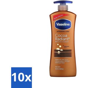 10 x Vaseline - Cocoa Radiant - Bodylotion - Intensief Voedend - 600 ml - Hydrateren - Glans - Verzorging - Zachte Huid - Gladde Huid