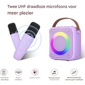 Karaokespeelgoed Voor Kinderen en Volwassenen met 2 Microfoons Draagbare Karaokemachine met LED Lichten en Spraakverandering Geschenken Voor Kinderen van 3-18 Jaar Jongens en Meisjes