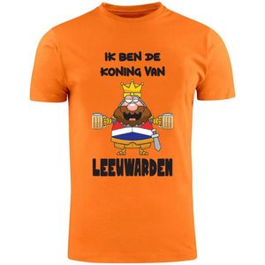 Ik ben de Koning van Leeuwarden Oranje Heren T-Shirt | Koningsdag | Shirt