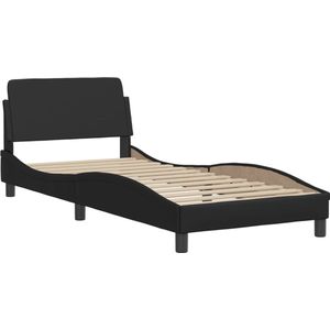 vidaXL - Bedframe - met - hoofdbord - kunstleer - zwart - 80x200 - cm