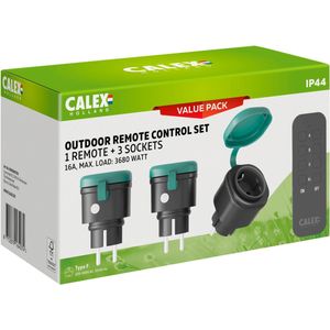 Calex - Outdoor Remote Control Set - Buitenstopcontacten - Zwart - IP44