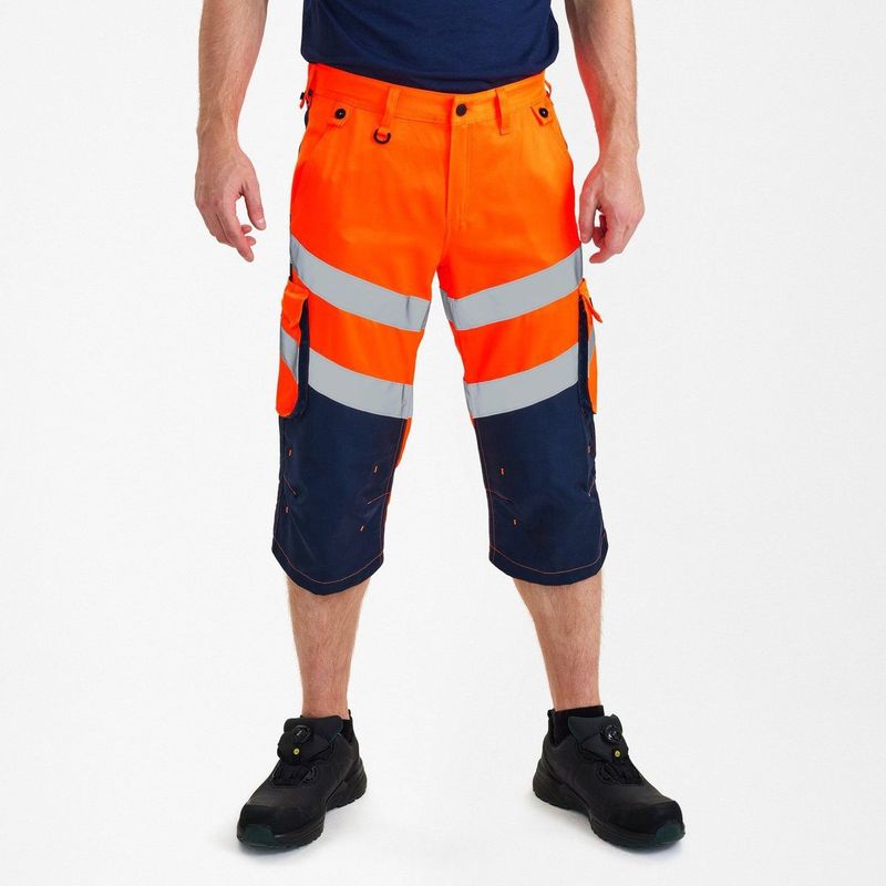 Engel - Safety Light - 3/4 Broek - Hi-vis Orange / Blue Ink
