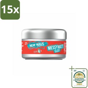 15 x Wella – New Wave Shockwaves Go Matt – Clay - 75 ml - Grootverpakking - Matte Styling Clay - Shockwaves Go Matt Clay - Styling Clay Voor Haar - Matte Haar Look - Langdurige Hold Clay
