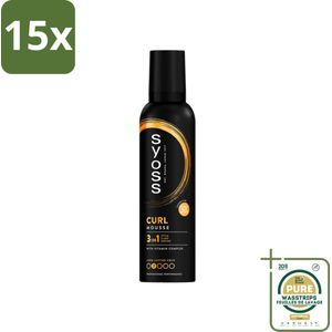 15 x Syoss - Curl - Haarmousse - Anti-Pluis & Bounce - 250 ml - Grootverpakking - Haarmousse - Krullen - Anti-pluis - Haartypen - Kruldefinitie