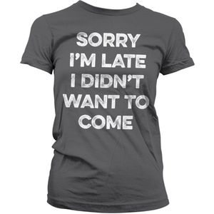 Hybris Damen Sorry I'm Late Girly Tee SH-5-15758-H15-14 DarkGrey-S