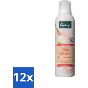 12 x Kneipp - Douche schuim - Silky Secret - Zijdeboombloesem - 200 ml - Douche Foam - Zacht Schuim - Verzorgende Douche - Bloemen Geur - Melk Proteïnen