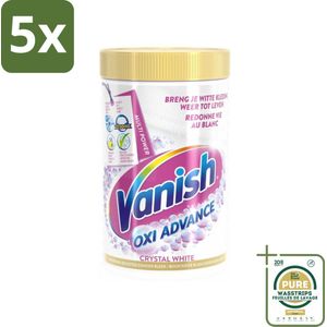 5 x Vanish Oxi Advance - Kristalwit - Vlekkenverwijderaar Poeder - Zonder Bleek - 1.2 kg - Grootverpakking - Wit Kleding Reinigen - Vlekken Verwijderen - Geuren Verwijderen - Bleekvrije Was - Witte Was