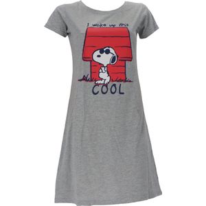 Snoopy dames nachthemd, grijs, maat XL met opdruk ; I woke up this cool